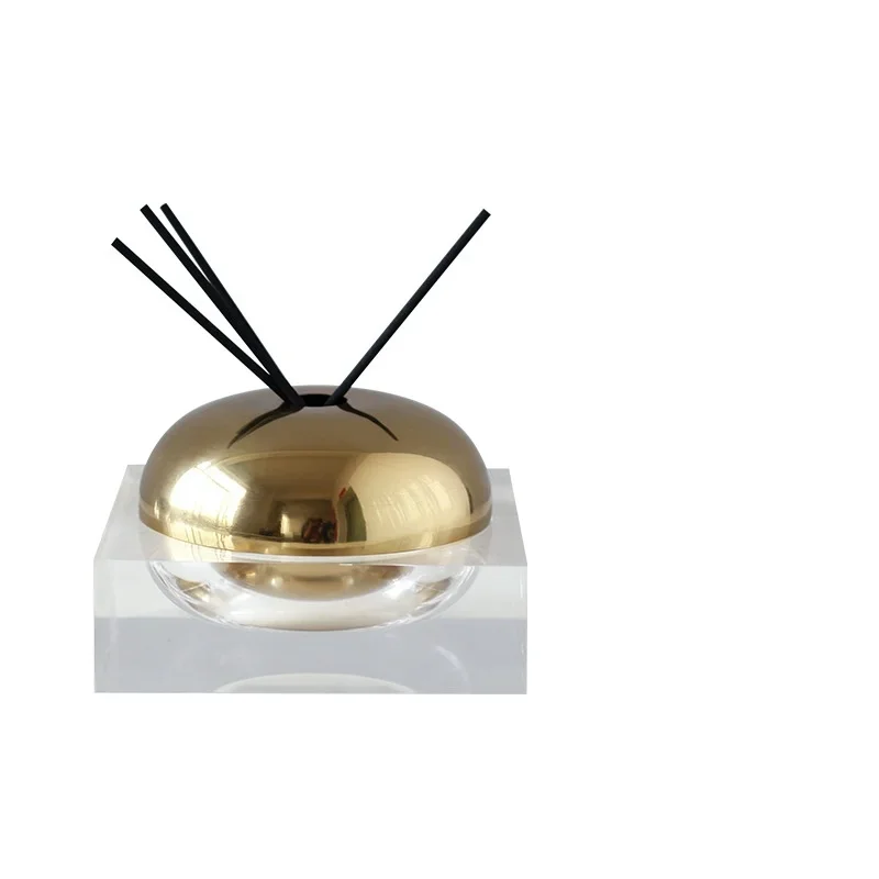

Glass Storage Tank Aromatherapy Box Diffuser Transparent Golden Ornament Geometry Figurine Room Decoration Accessories