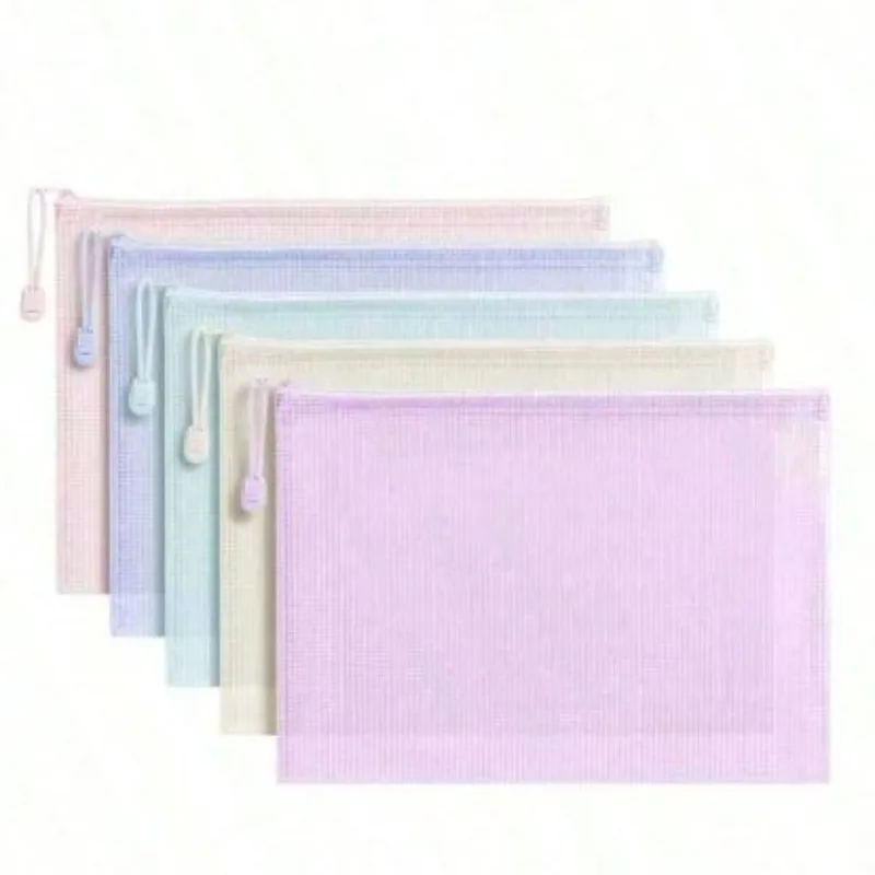 A4 Plastic Zipper File Bag, 5-Piece Set, Cross Stitch and Puzzle Storage Bag, Travel and Office Supplies Storage Bag image 2