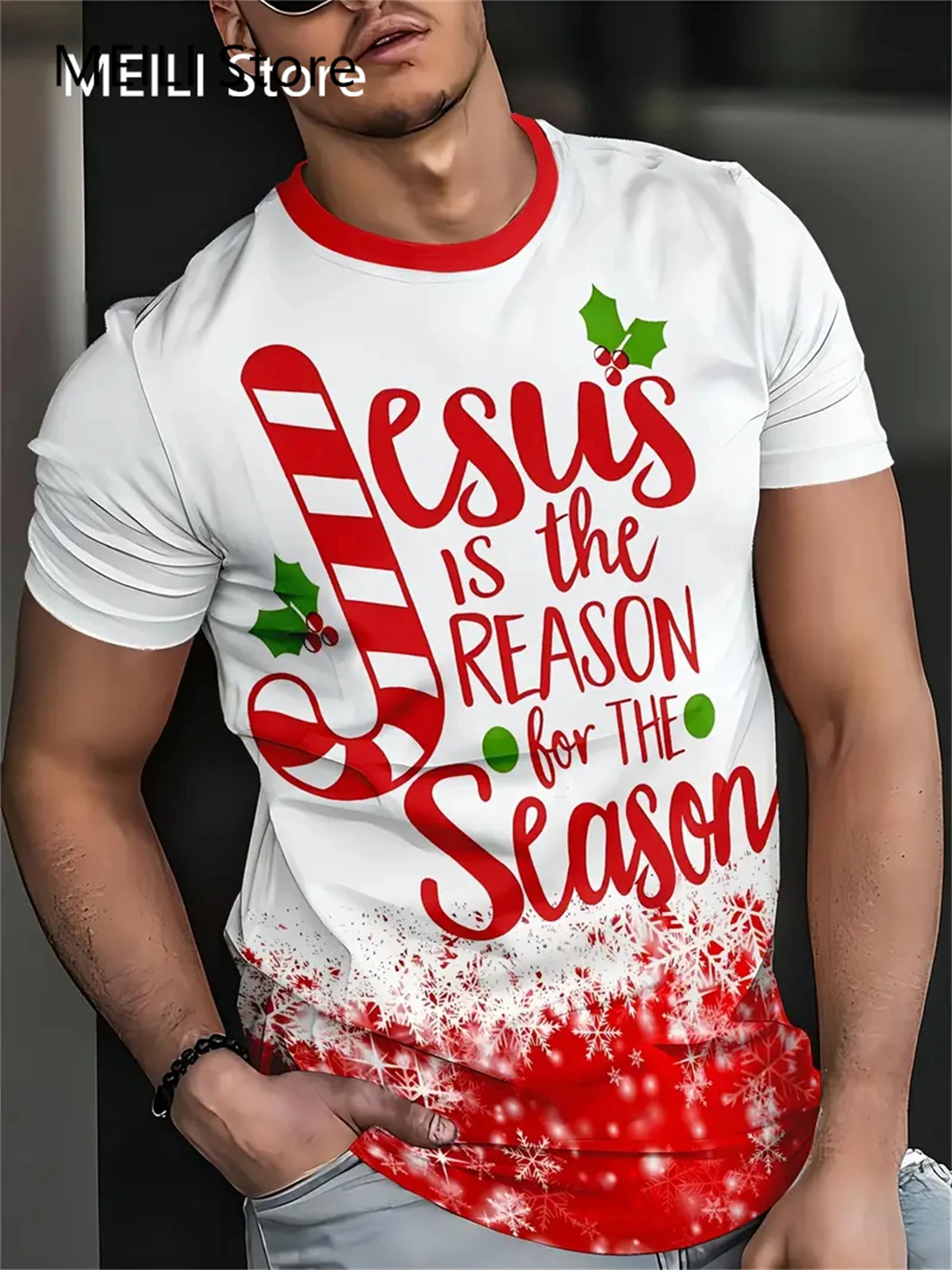 parent-child T Shirt Santa Claus Graphic Print Pullover Summer Casual Short Sleeve Tee Funny T-Shirts Male Christmas