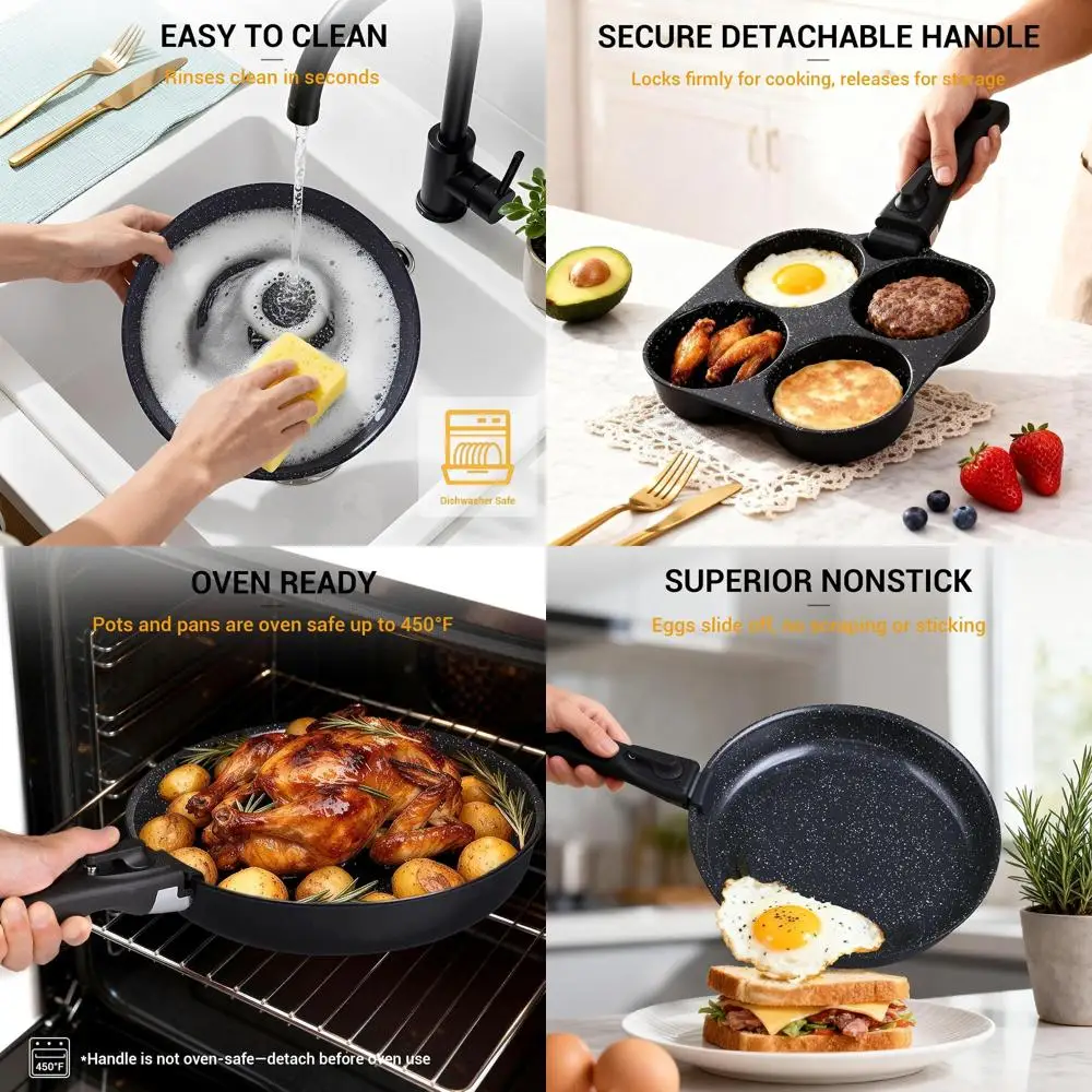 

21-Piece Ceic Pots and Pans Set Non Stick with Detachable Handles and Egg rying Pan, Non-Toxic Cookware, Induction , Oven Sae, S
