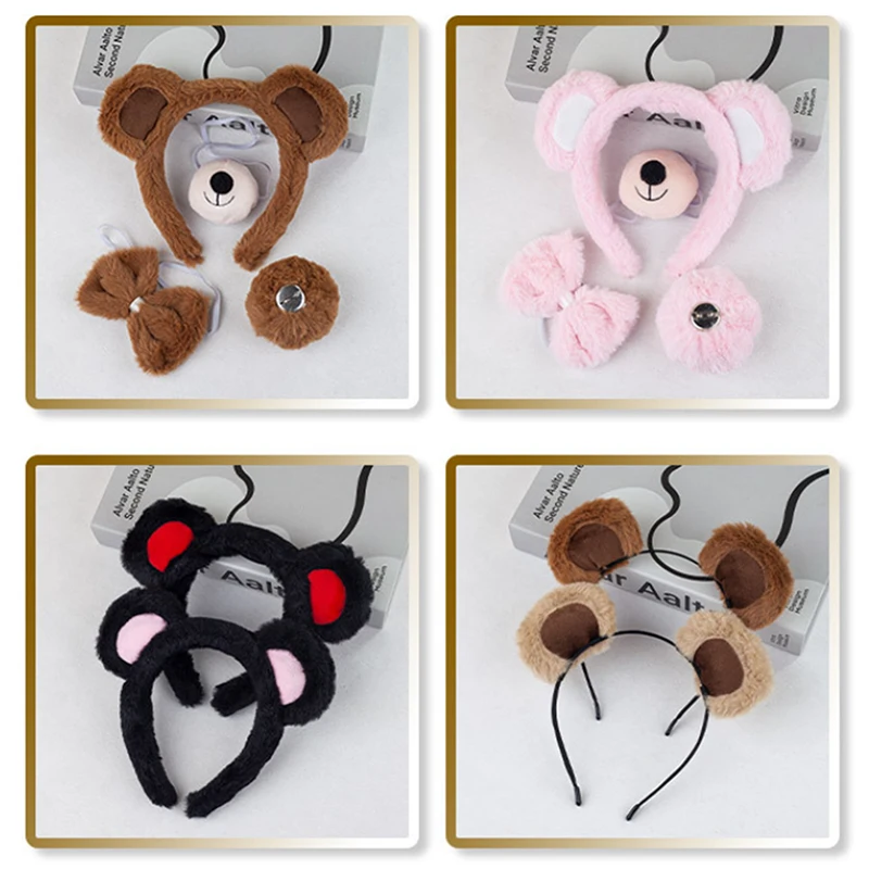 عصابة رأس على شكل آذان الدب الساحرة للنساء والفتيات - تلبيس الهالوين وعيد الميلاد - زخرفة شعر كرتونية ملتوية