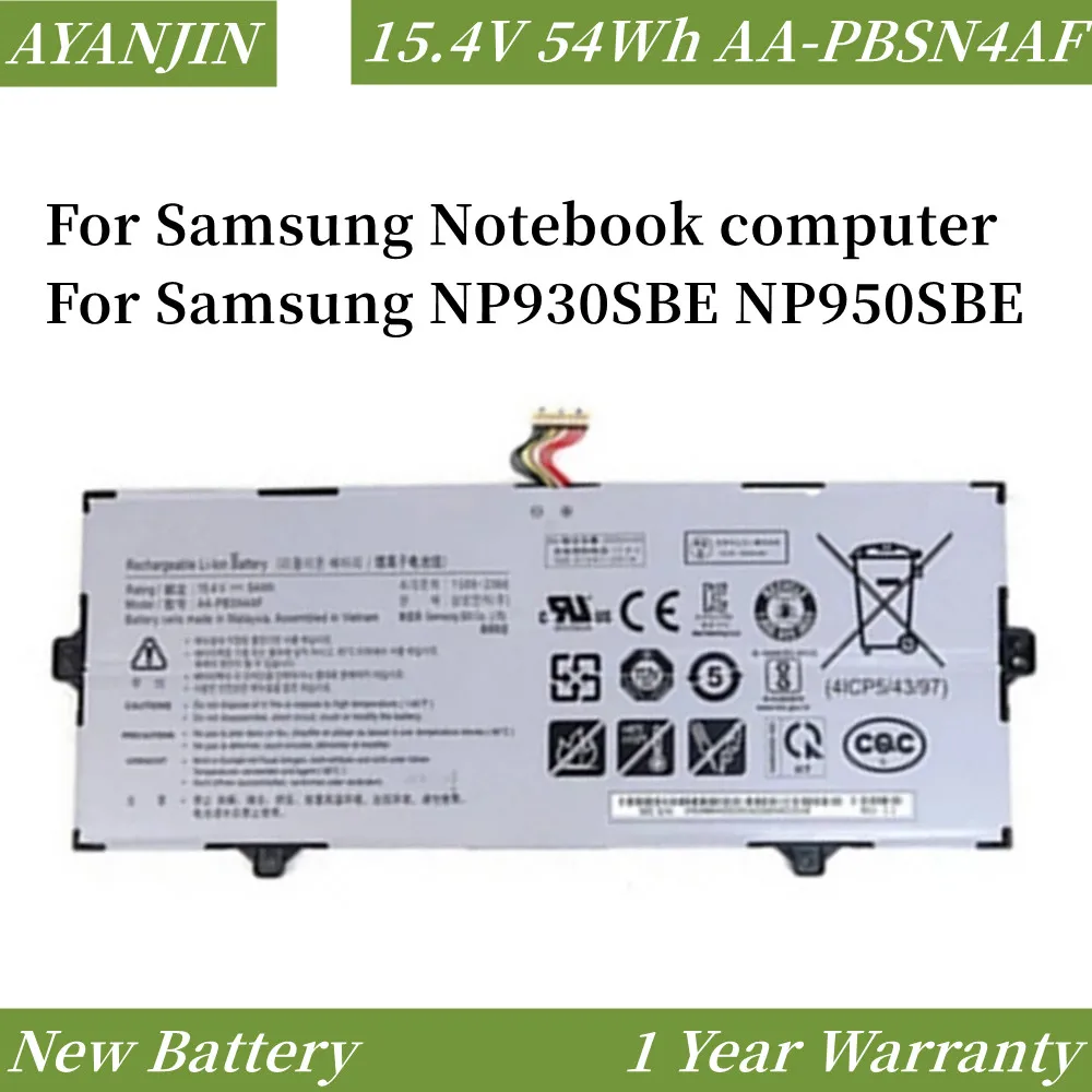 

New 15.4V 54Wh AA-PBSN4AF Laptop Battery For Samsung Notebook computer for Samsung NP930SBE NP950SBE AA-PBSN4AF 3500mAh