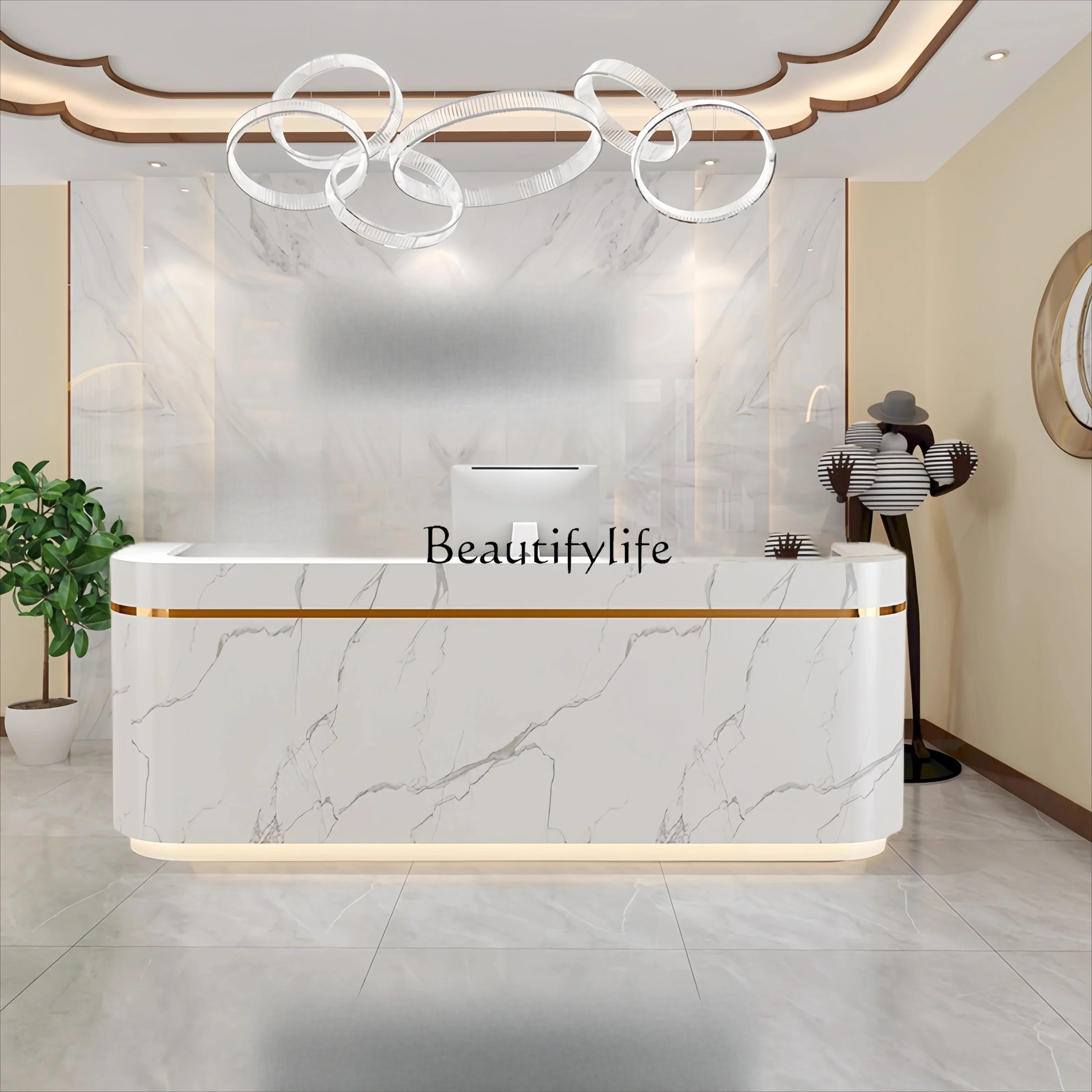 

yj9 Beauty Salon Cashier Counter Light Luxury Simple Modern Front Reception Desk