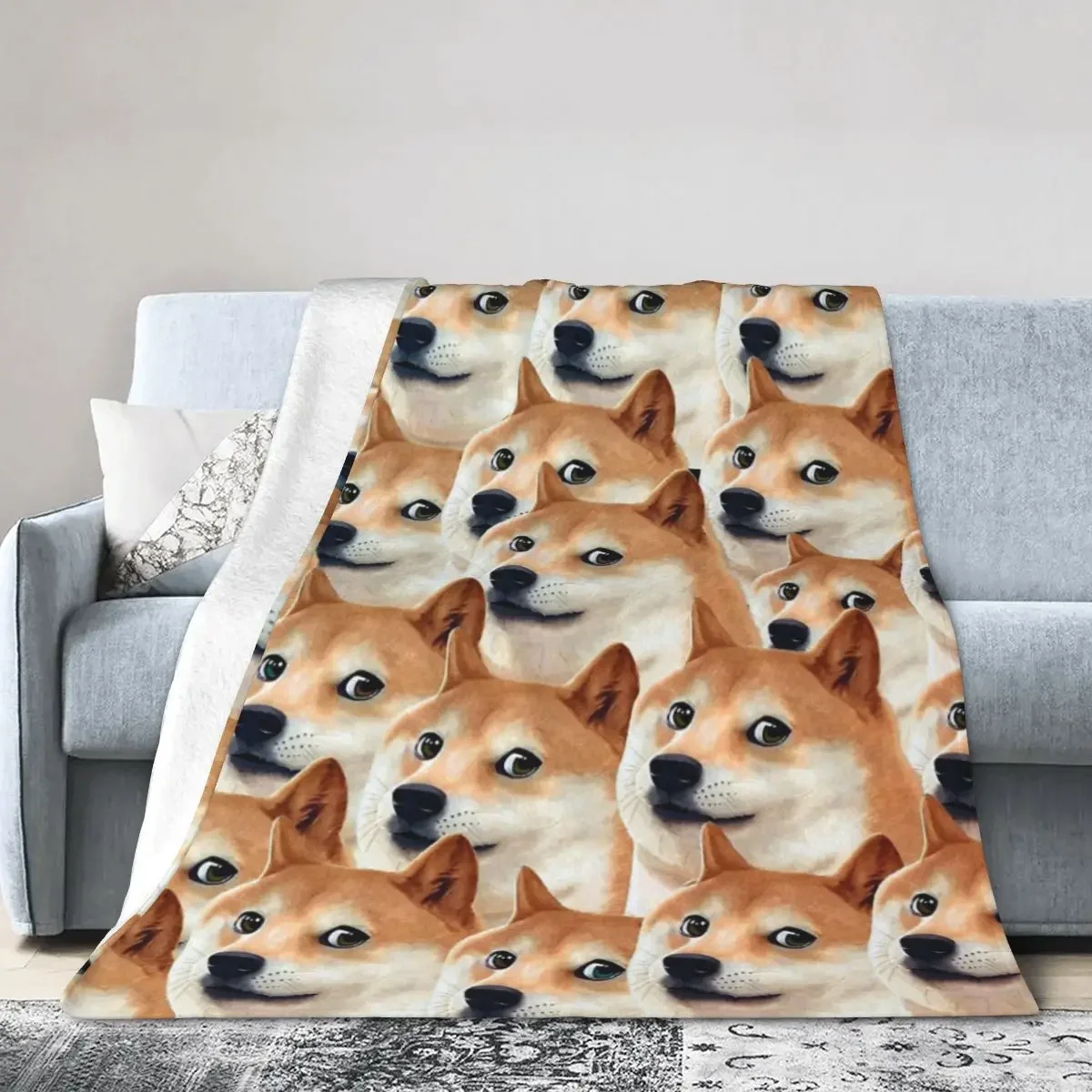 

Doge Shiba Inu Memes Blanket Soft Warm Flannel Throw Blanket Plush for Bed Living room Picnic Travel Home Sofa