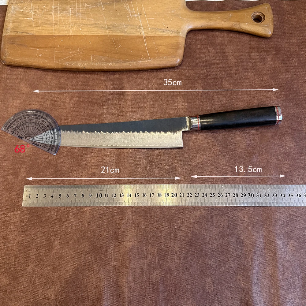 Kiritsuke Knife 73-layers Damascus Steel VG-10 Blade Ebony Handle Gyutou Chef Slicing Cleaver Handmade Forged Kitchen Knives
