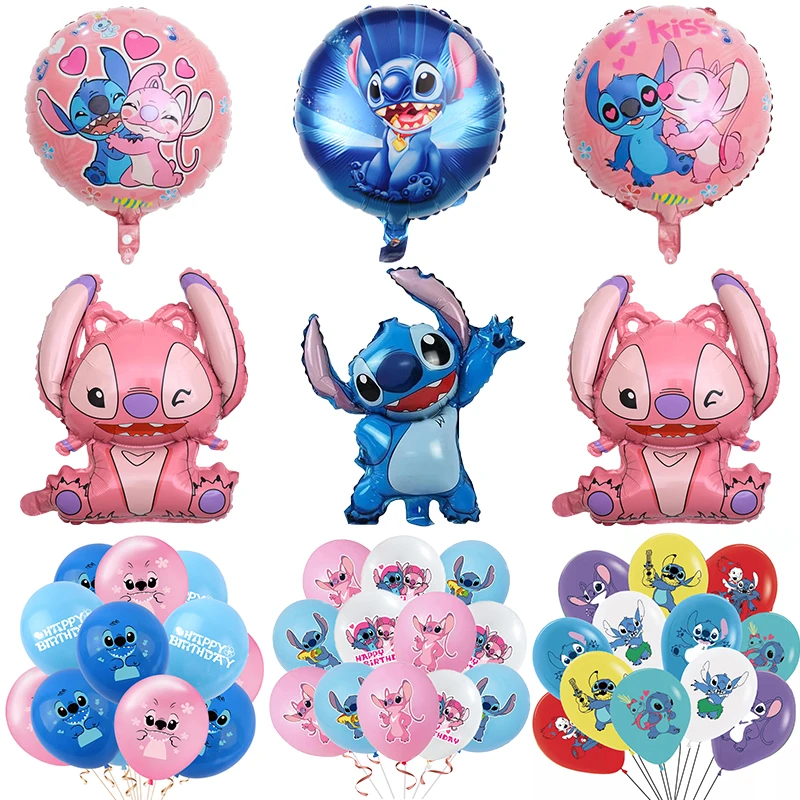 Disney Stitch Balloons Lilo & Pink Stitch Cartoon Birthday Party Decoration Stitch Latex Balloons Set Toy Kids Xmas Gift