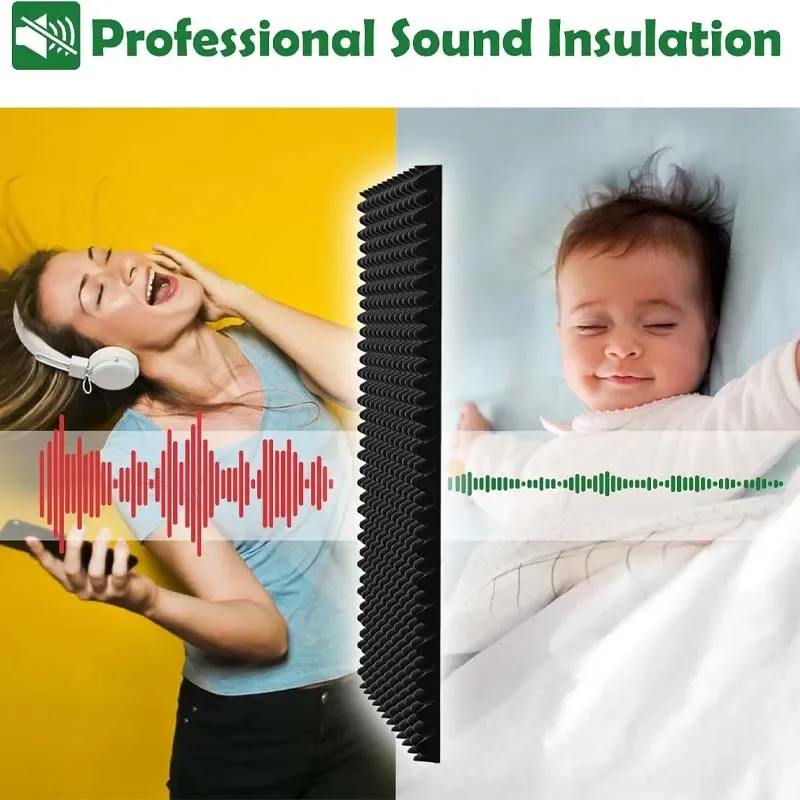 12-48PCS Self Adhesive Acoustic Panels Soundproof Wall Foam Tiles Noise Reducing for Home Studio Bedroom Sound Deadening