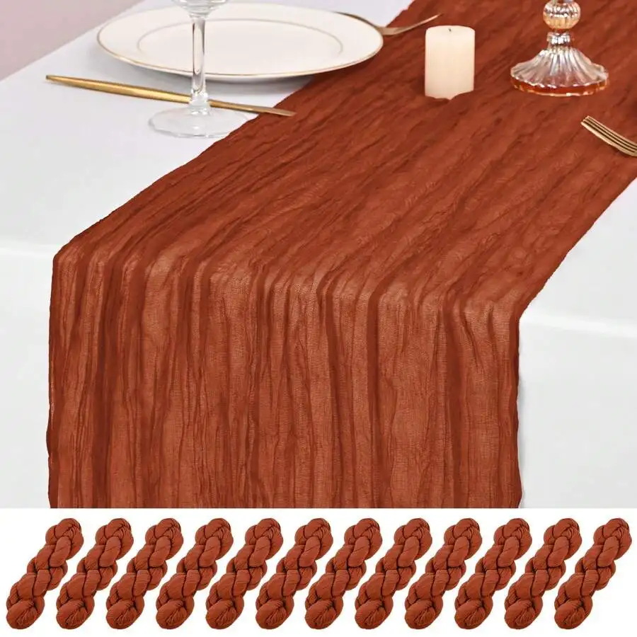 

12 Pack Table Runner 10Ft Long Cheesecloth Table Runner Rustic Gauze Table Runner Romantic Fabric Cheese Cloth