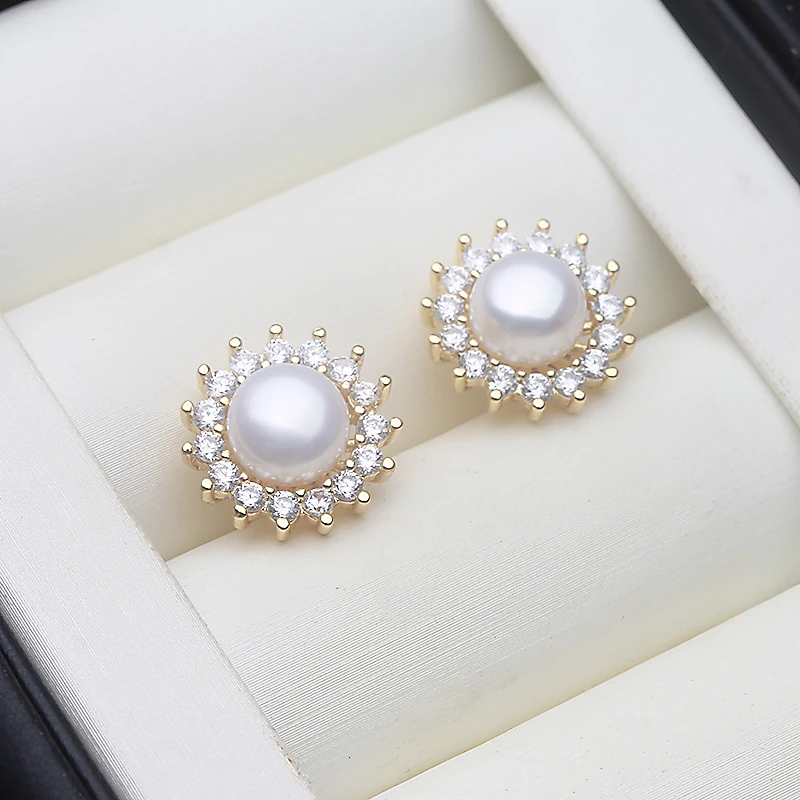 

Real Natural White Silver 925 Pearl Earrings,Bridal Mini Small Freshwater Stud Earrings With Pearls Wife Girl Birthday Gift Pink