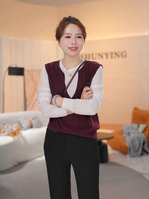 

ine Bright Long Sve T-irt Ladies Casual Loose Fit Wool Blend Polyester Nylon Spandex Autumn 2025 Faion Anti-Aging