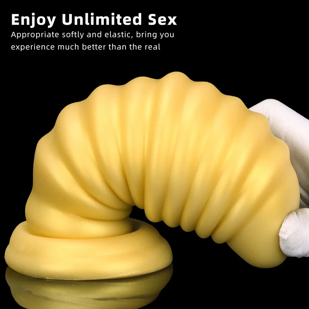 Golden Silicone Ass Expanding Oversized Buttplug With Suction Cup Anal Dilator Anus Plug Backyard Masturbation Anales Training