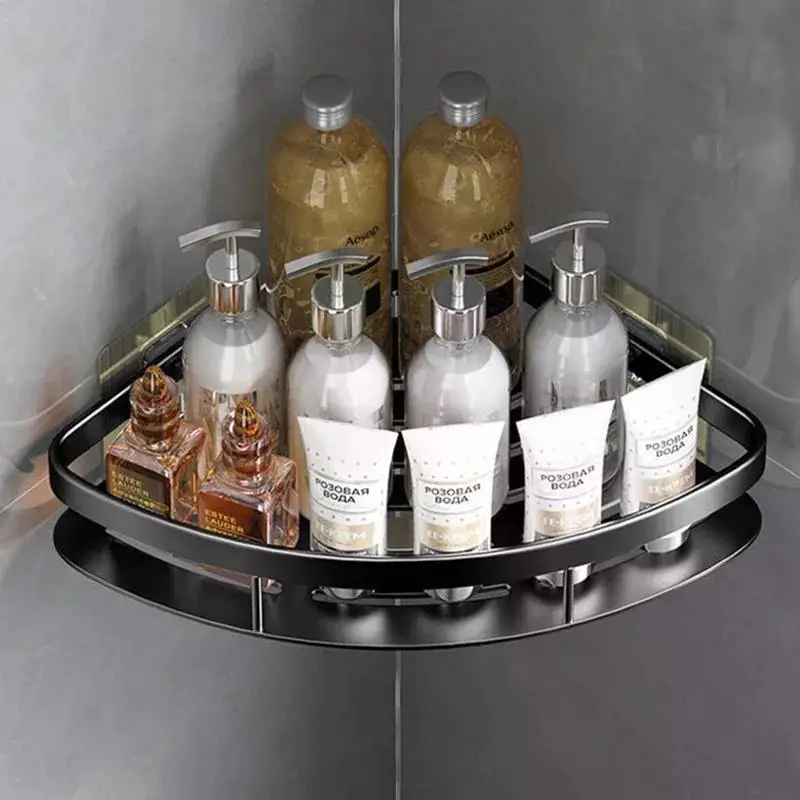 C5 Bathroom Shelf Aluminum Alloy Shampoo Rack Makeup Storage Organizer Shower Shelf Accessories No Drill Wall Corner Shelf