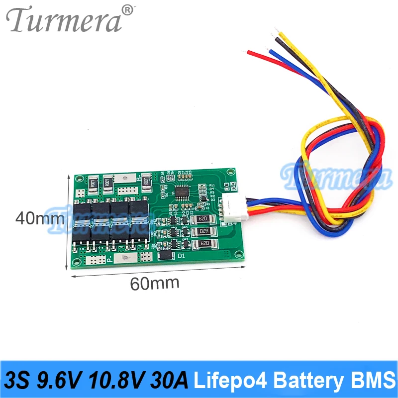 Turmera 3S 9.6V 10.8V 30A Lifepo4 Batterij Bms Balans Beschermen Board Gebruik In 18650 32650 32700 33140 lithium-ijzerfosfaat Mobiele