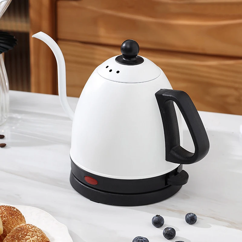 800ml Electric Kettle Gooseneck Hand Brew Coffee Pot Teapot 304 Stainless Steel Water Jug Slender Mouth Hand Brewing Pot 1000W