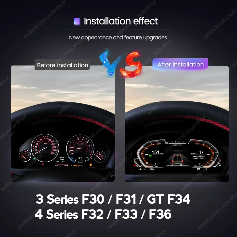 MEKEDE 12.3 بوصة لسيارات BMW 3 4 Series F30/F31 GT F34 F32/F33/F36EVO NBT نظام LCD لوحة القيادة الرقمية الضوء الأزرق شاشة مضادة للوهج