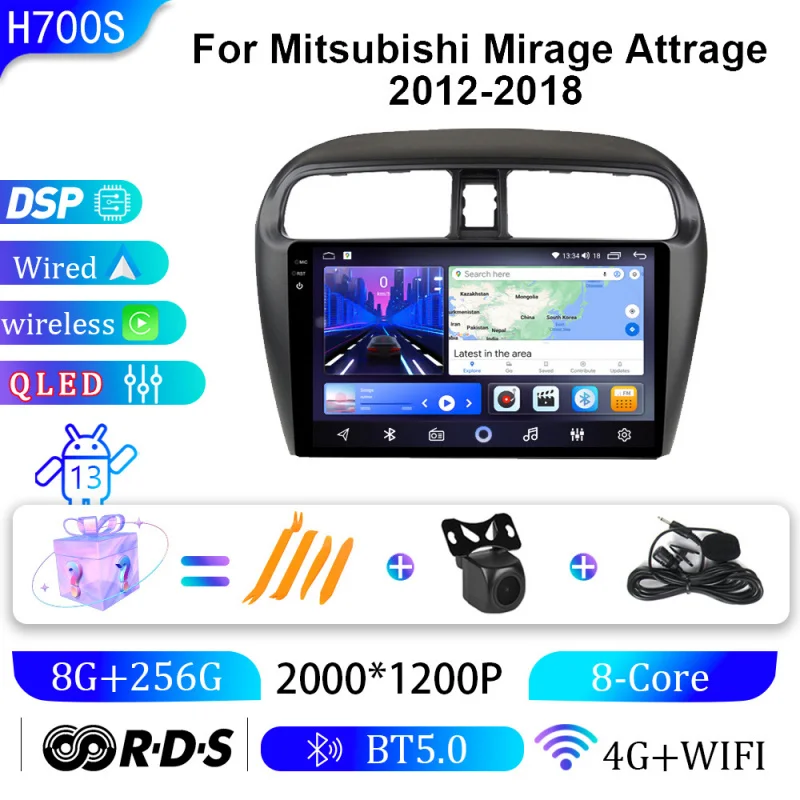 

For Mitsubishi Mirage Attrage 12-18 Car Intelligent Systems Android Car Player GPS WIFI Carplay 4G Car Radio Navigation Stereo