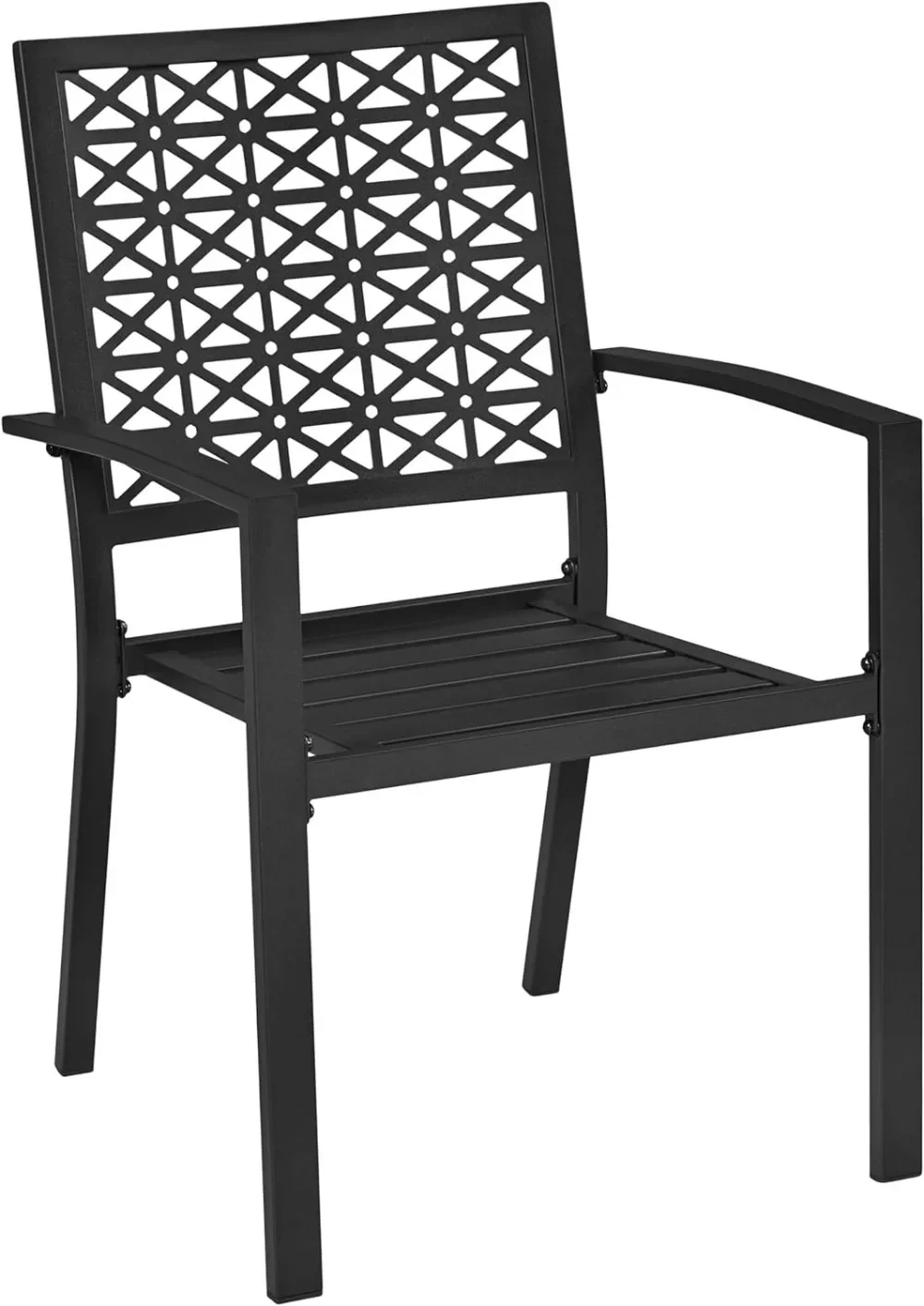 Patio Chairs Set of 4 Outdoor Dining Chairs 300lbs Metal Chairs for Garden Lawn with Armrests Metal Frame as Stackable