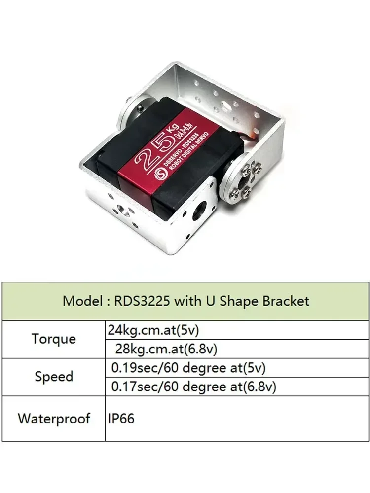 25KG RC Servo met hoog koppel RDS3225 Waterdichte digitale servo Alle metalen tandwielen voor 1:8 1:10 1:12 schaal RC auto robotarm 1/2/4PCS
