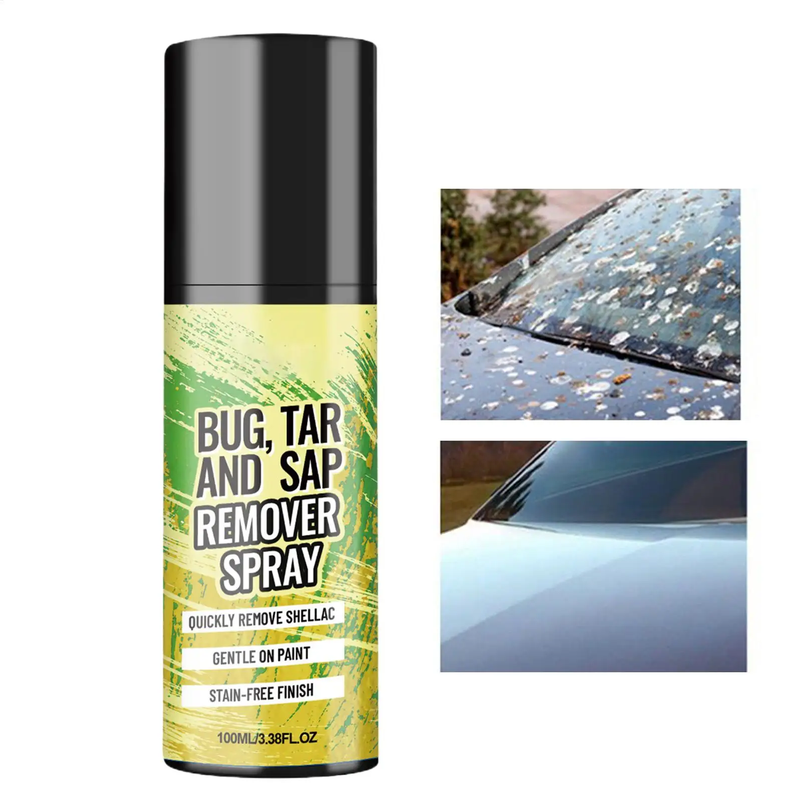 Car Tree Sap Remover 100ml Bug Tar Residues Cleaner Spray Safe For Auto Paint Fast Dissolve No Scrub Bird Dropping Remover
