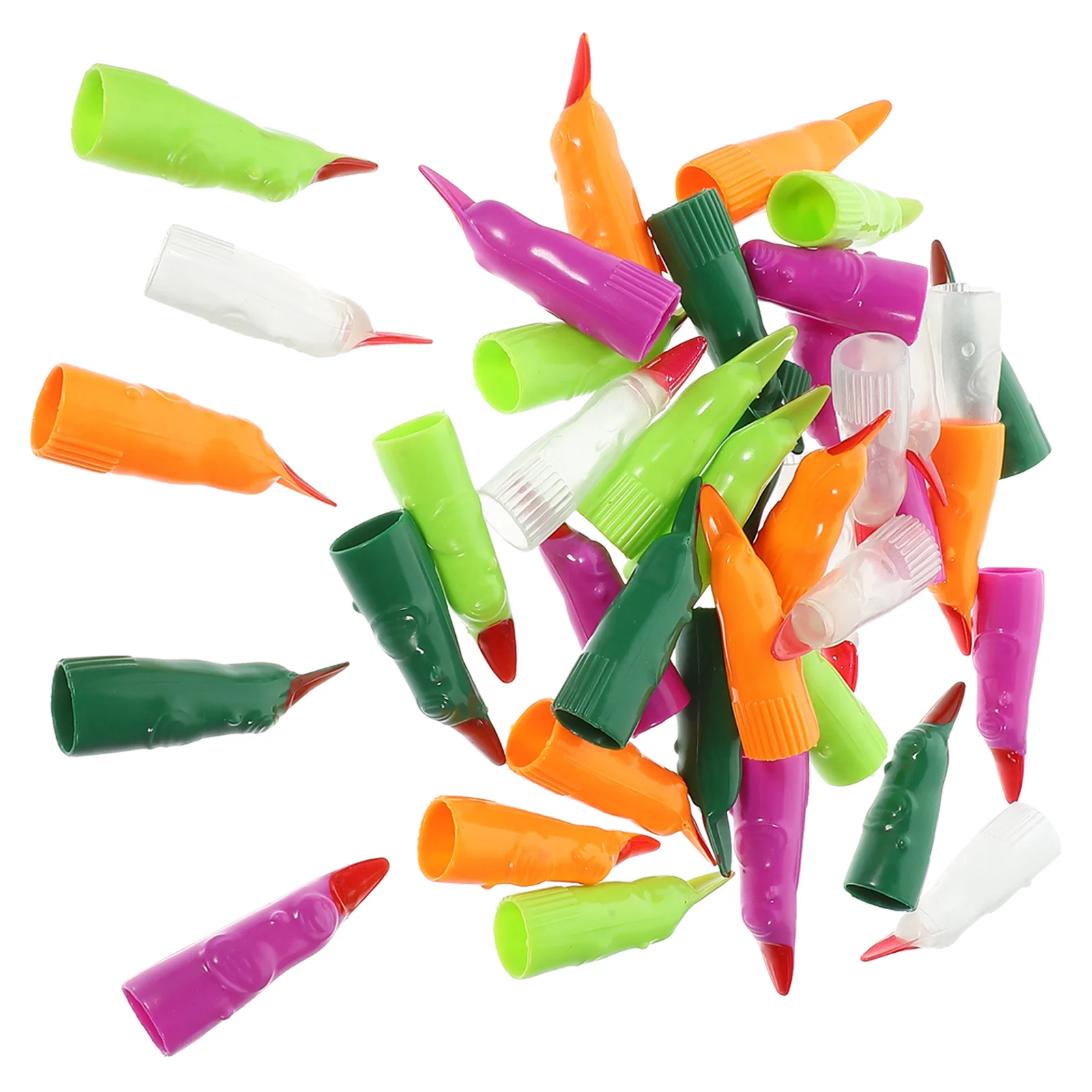 40 قطعة من أصابع الهالوين الساحرة المزيفة أظافر بلاستيكية مخيفة واقعية للحفلات التنكرية دعائم المزحة الليلية المتوهجة