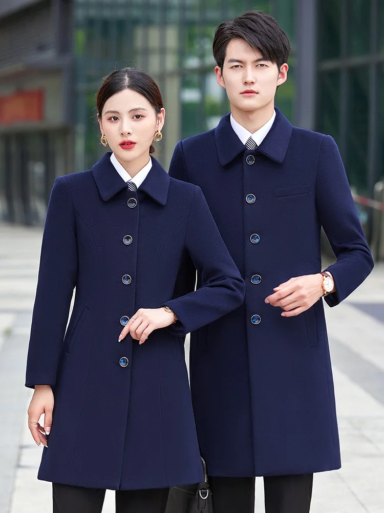 

Шерстяное пальто для персонала банка, отеля, стойки регистрации, женская рабочая одежда из смесовой шерсти