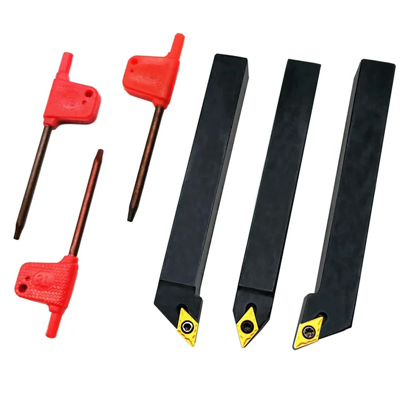 

A53Q-6Pcs 1/2 Inch CNC Lathe Carbide Turning Tools Indexable Holder Set SDNCN1212H07 + SDJCL1212H07 +6Pcs DCMT070204 Insert