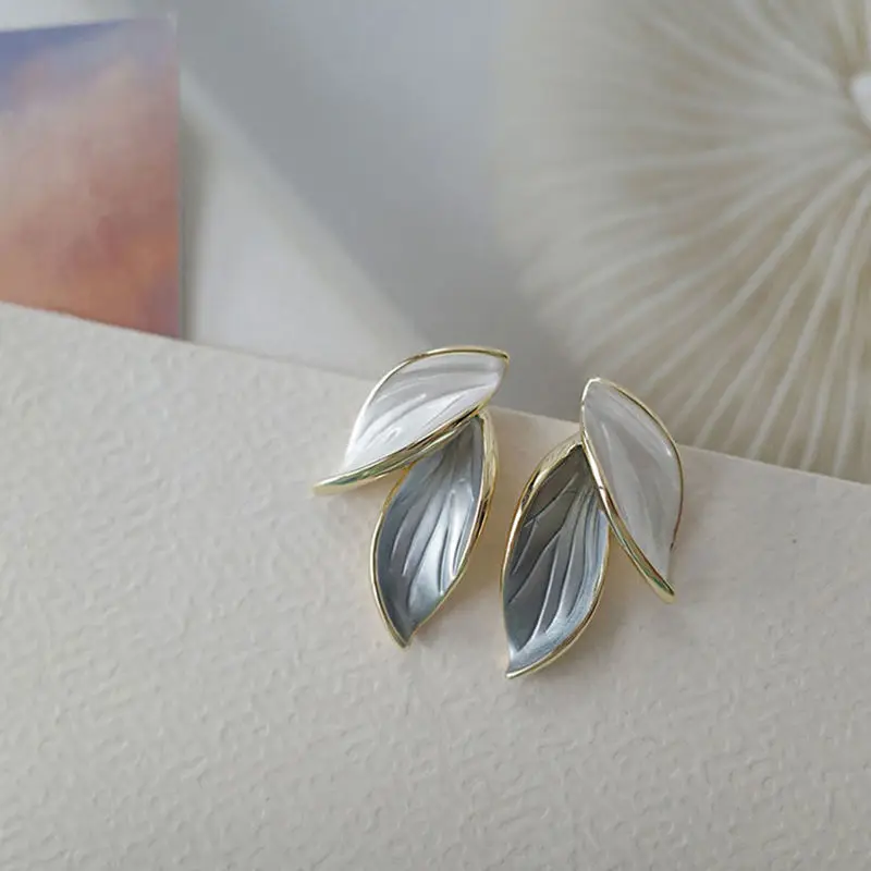 New Fashion Trend S925 Silver Needle Unique Design Romantic Exquisite Simple Blue Tree Leaf Earrings Women\'s Jewelry Party Gift