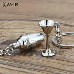 3D Mini Shaker KeychainStereo Cocktail Pendant Bar Wineware Bartender Keychain Party Gift Car Key Ring Personalized Gift