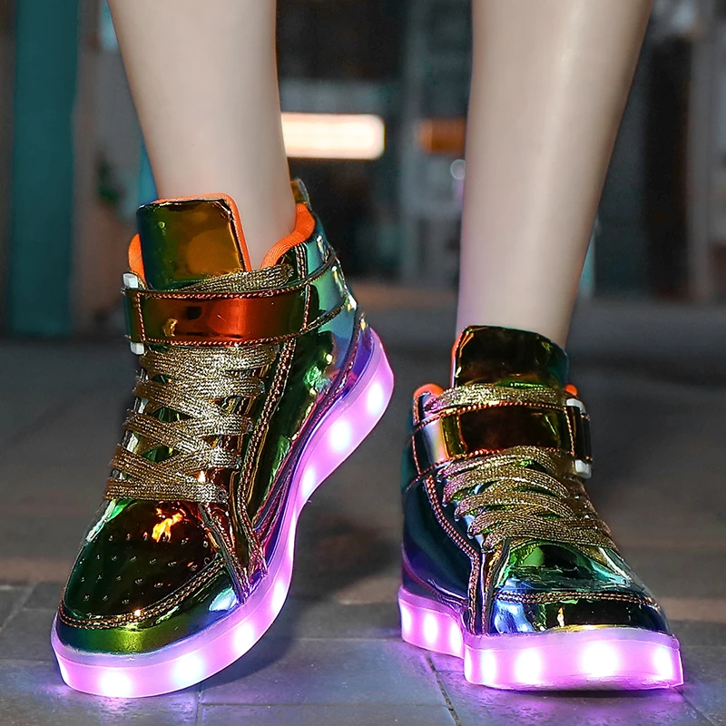 Brand Glowing Sneakers For Children Boys Girls Luminous Shoes Outdoor Soft Sole Kids LED Light Shoe USB Charged Anti-slip Shoes