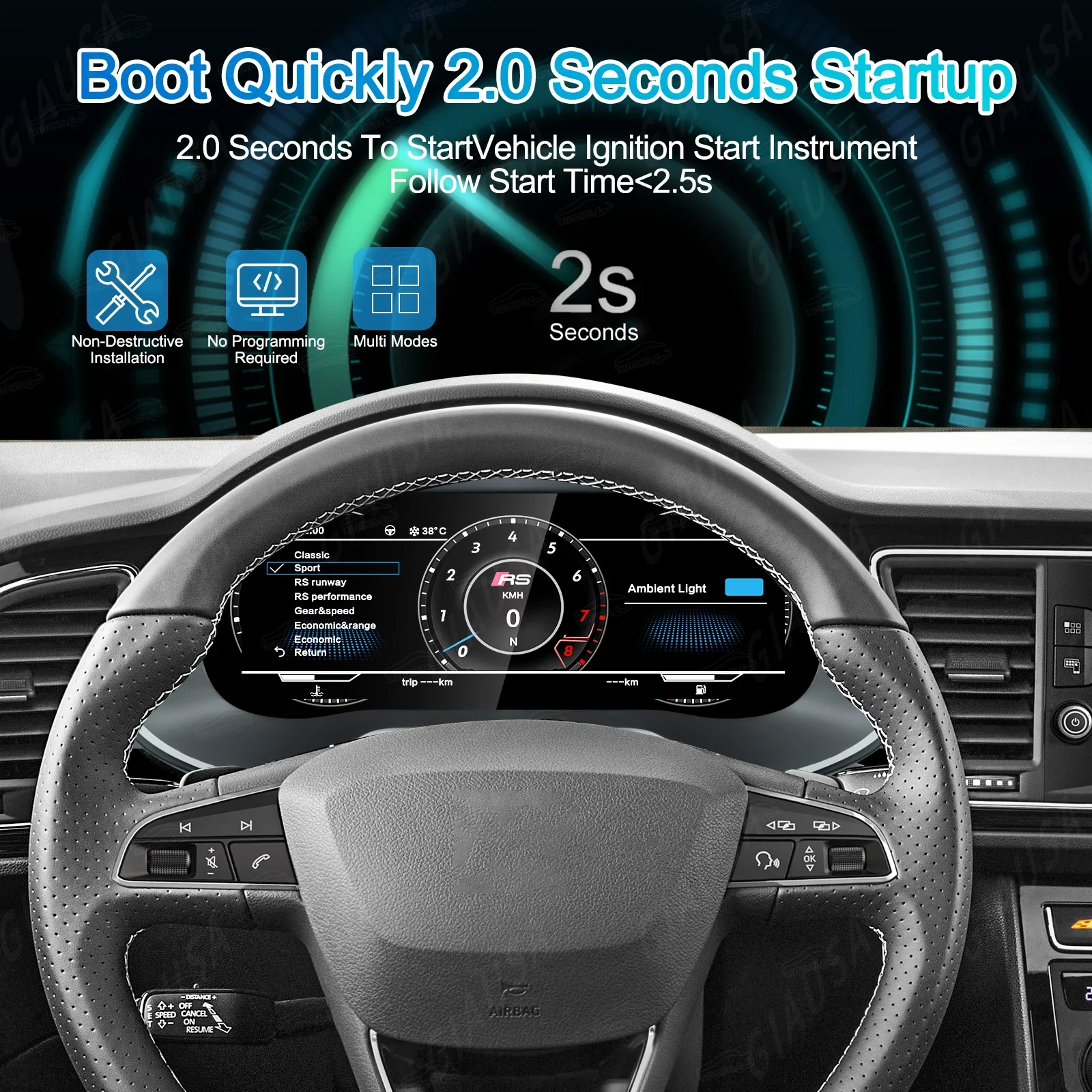 HL Car LCD Digital Cluster Dashboard Instrument Panel Gauges 12.3 inch Upgraded Smart Module For Seat Leon 2013-2018 Speed Meter