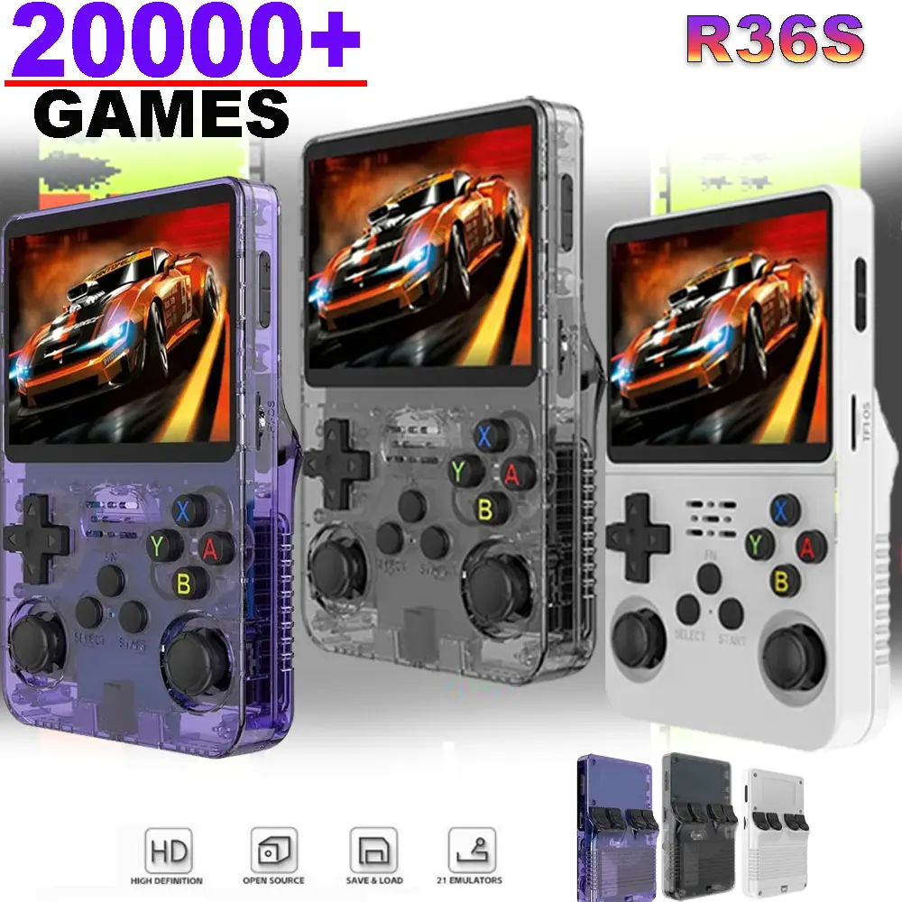 R36S Consola Retro Portátil – Pantalla IPS 4″, 128 GB Y Más De 40.000 Juegos, Sistema ARKOS Y Batería De 4000 MAh