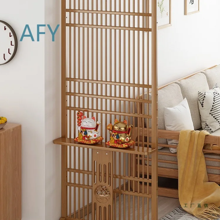 New Chinese Style Folding Screen Partition for Living Room Entrance Hallway Bedroom Portable Japanese Inspired Slatted Room