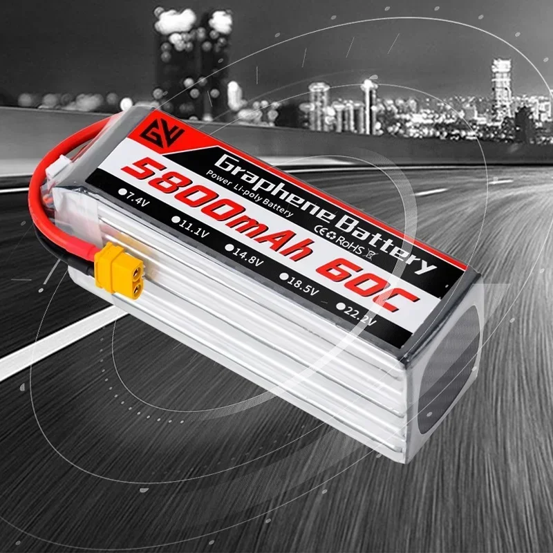 Drone battery 22.2V 6S lithium battery 5800mAh 60C suitable for remote control cars ship models aircraft models racing models