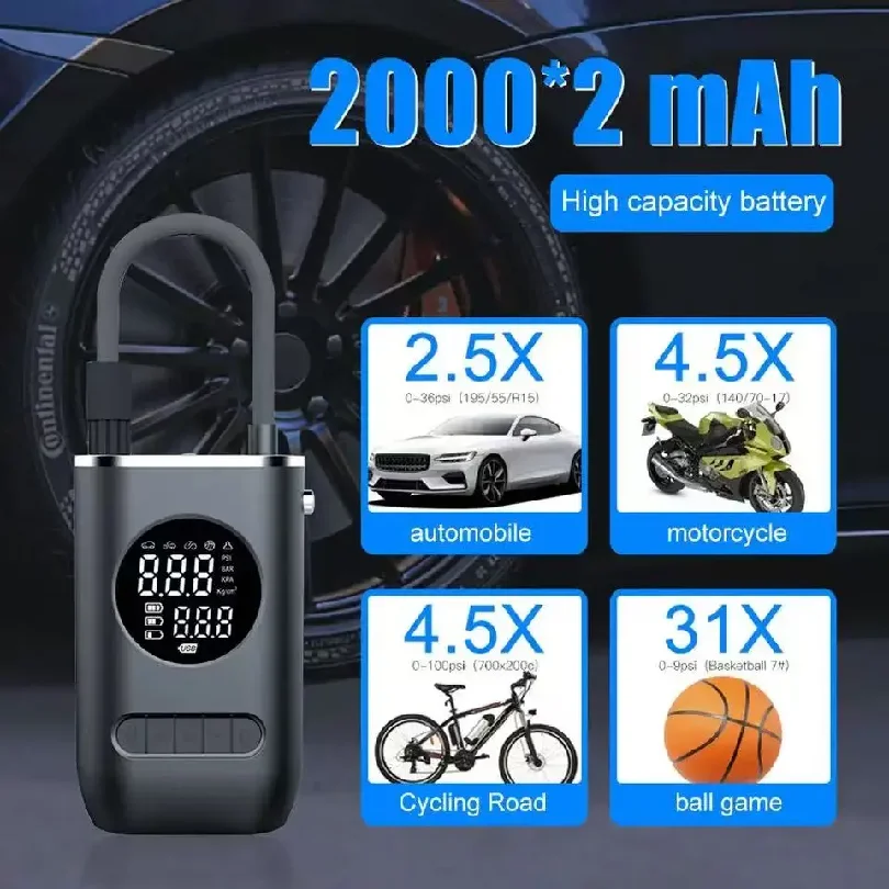 Mini Car Electric  Inflation Air Pump Portable Wireless Handheld Charging Digital Display Tire Pump For Car Motorcycle Bike Ball