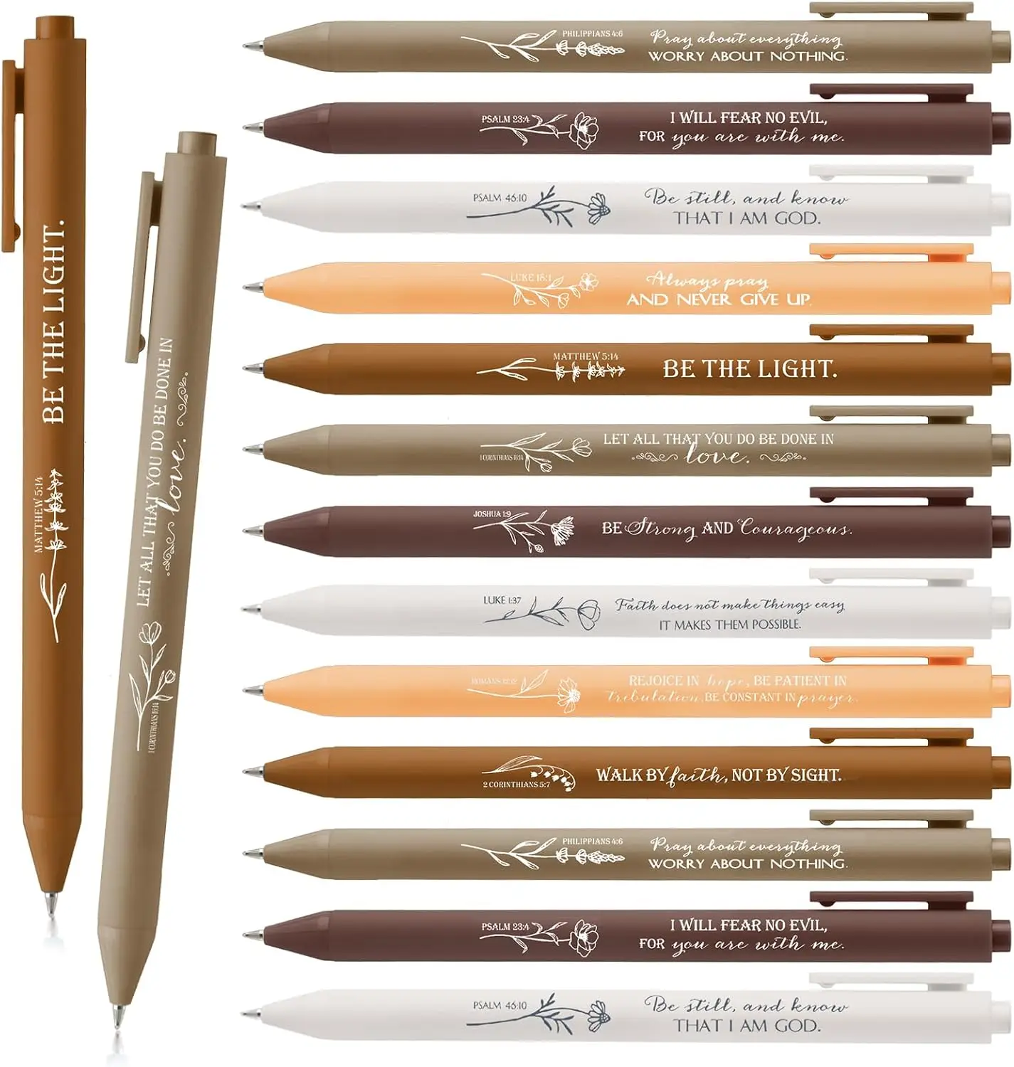 Sayglossy 30 Pcs Inspirational Scripture Ballpoint Pens Christian Gifts Bulk Bible Study Supplies for Women Men Teacher Church Member Religious First Communion Office Family Party Favor (Smores Color)