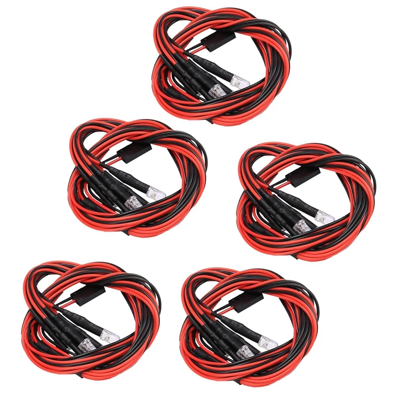 5Pcs 6 LED Light 5Mm 4 White 2 Red Light For 1/8 1/10 Axial SCX10 Traxxas TRX4 D90 HSP HPI Tamiya Redcat RC Car