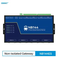 CDSENT 4-Channel Serial Server RS232/422/485 RJ45 Modbus Gateway NB144ES POE Receiving Power TCP/UDP/MQTT DC 8-28V