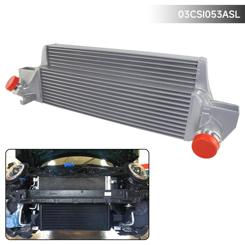 Tubo de competición y aleta Intercooler Tuning montaje frontal para BMW MINI Cooper S SD F54 F55 F56 F57 F60 B37 B47 2014 + negro/plateado