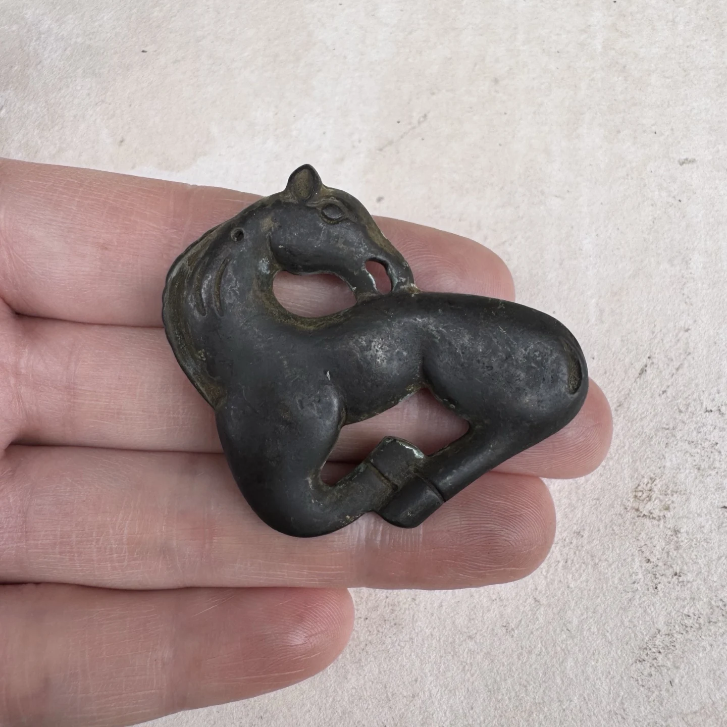 China old Lima copper patina pony pendant retro desktop ornaments.