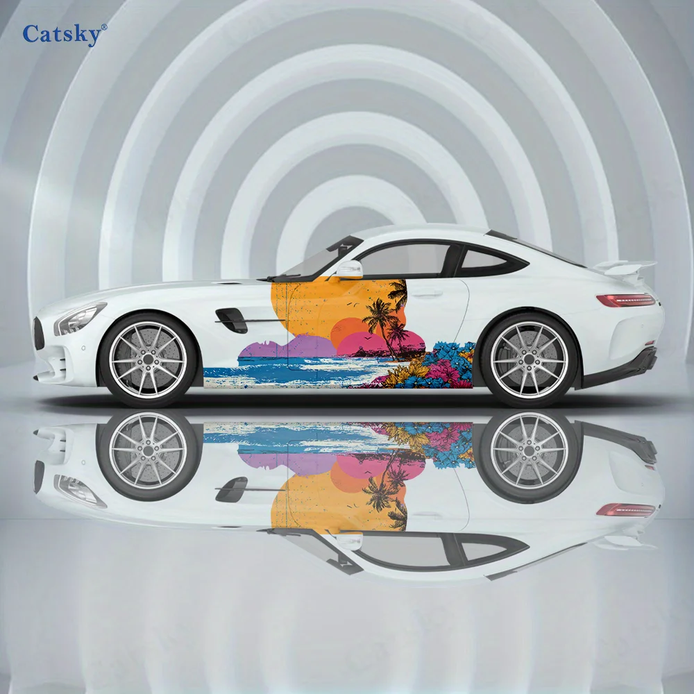 

Летний остров пейзаж автомобиль виниловые обертывания наклейка самоклеящаяся ПВХ наклейка подходит для грузовиков внедорожник украшения авто аксессуары подарок