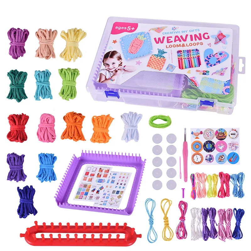 DIY Webrahmen-Set für Kinder ab 5 Jahren, Buntes Elastisches Band-Spielzeug, Feinmotorik & Muster-Lernen
