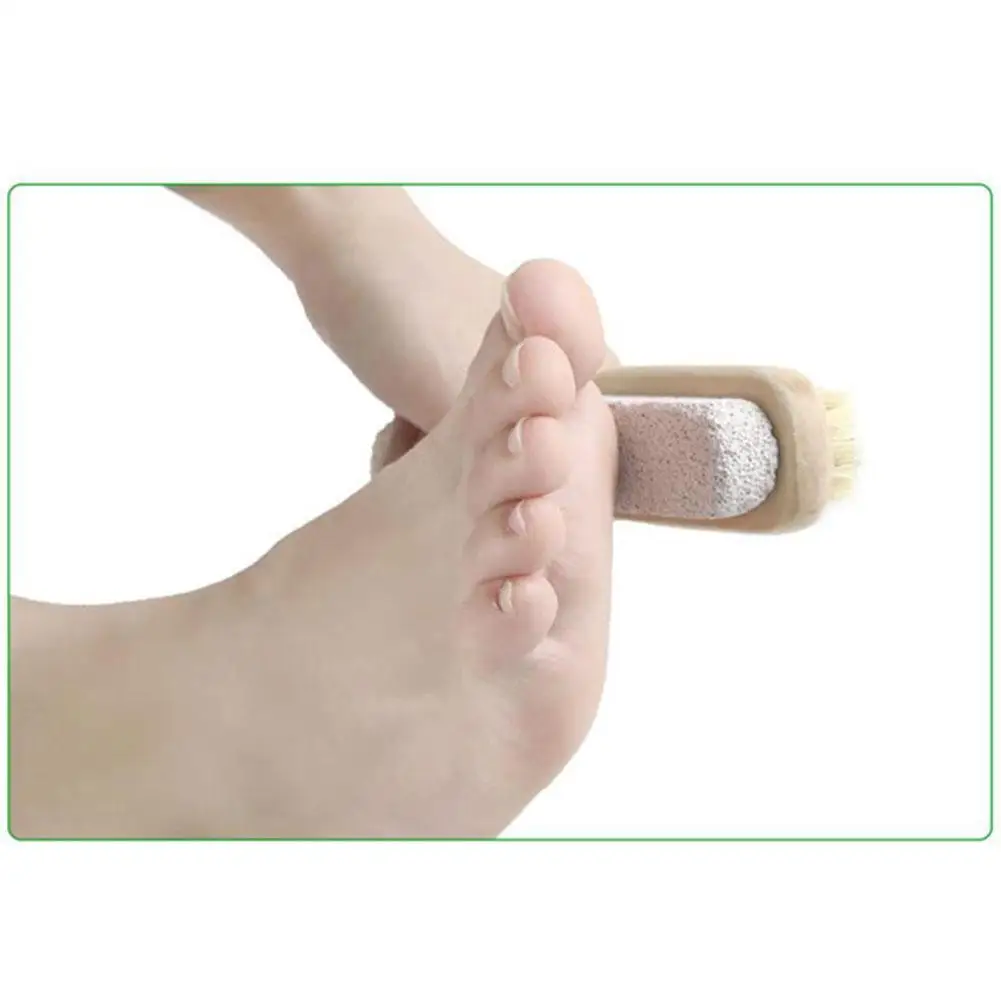 1pc Wood Handle Pumice Stone Foot Brush Scrubber Feet Remover Tool Brush Exfoliating Pedicure Dead Skin Natural Bristle Mas J3P7