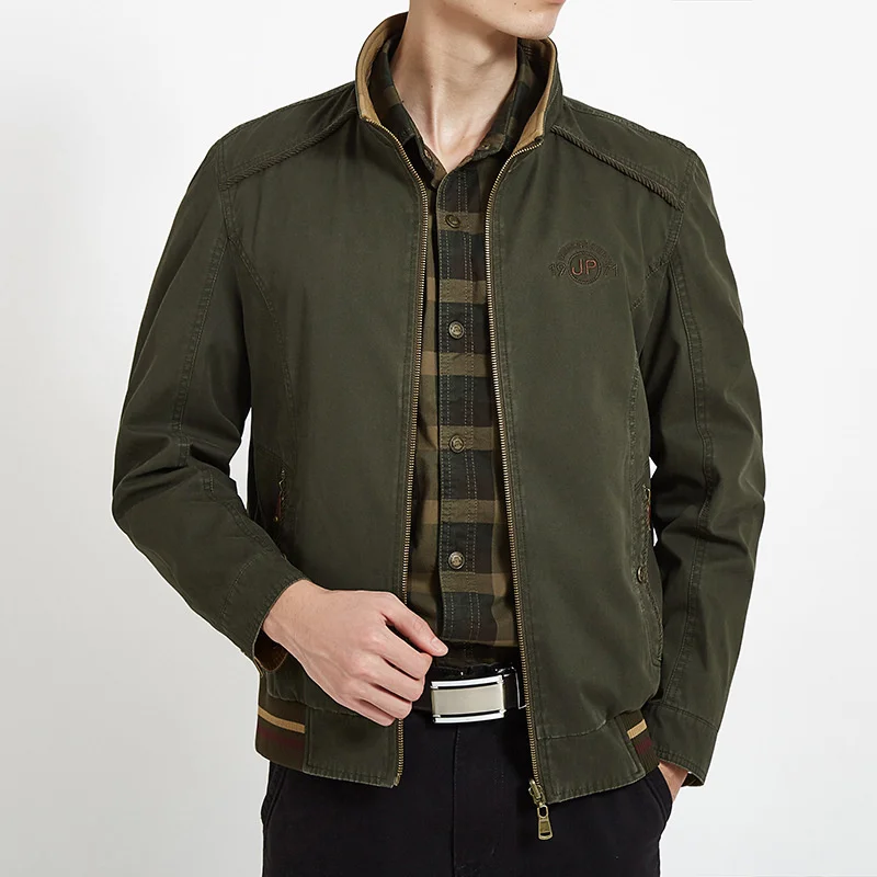 Jackets Brand Men's Double-sided Military Jacket Large Size Spring Autumn Cotton Business Casual Multi-pocket Designer Clothing