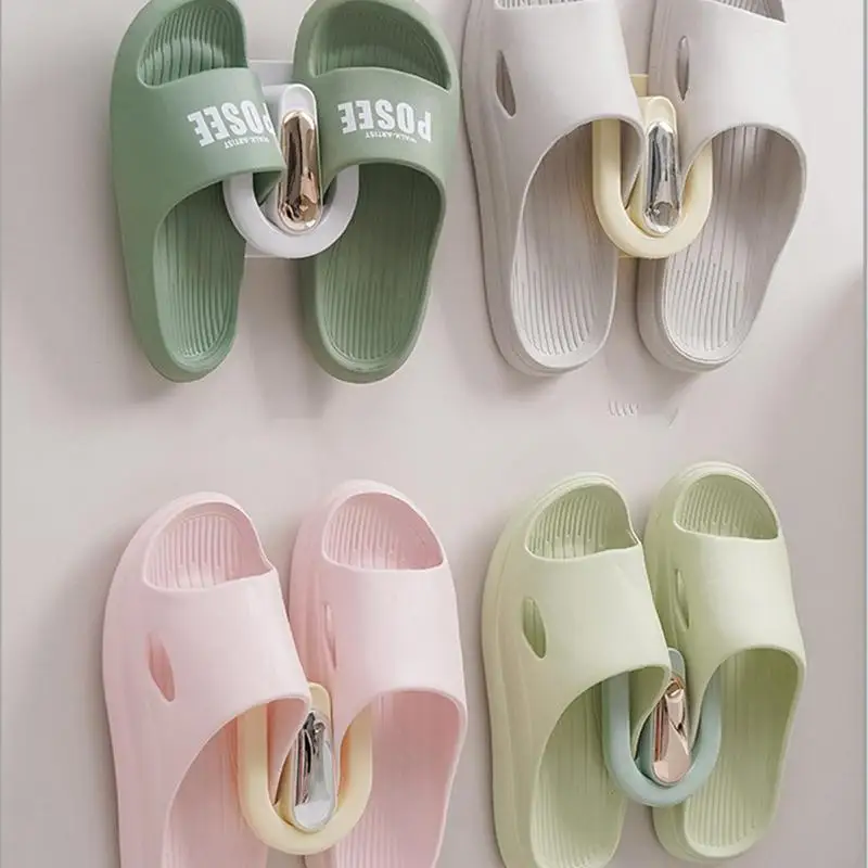 Slipper Holder Bathroom Shoe Hangers Slipper Holder No Drilling House Slippers Hanger Rack Adhesive For Robe Towel Slipper