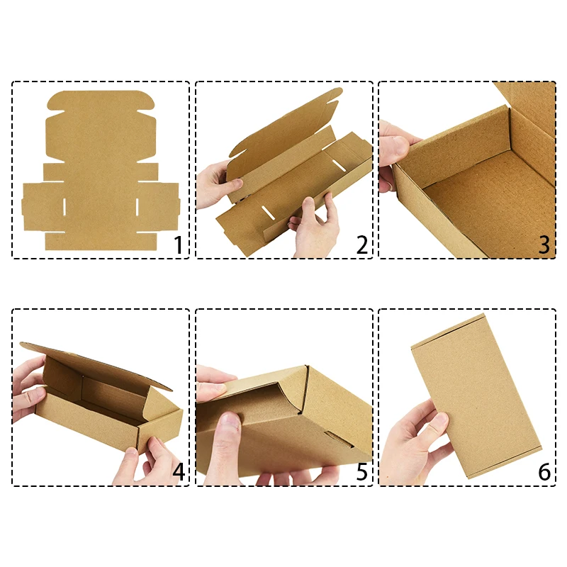 5pcs Brown Kraft Paperboard Small Gift Packaging Box Case for Christmas Birthday Wedding Party Favors Cardboard Boxes Multi Size