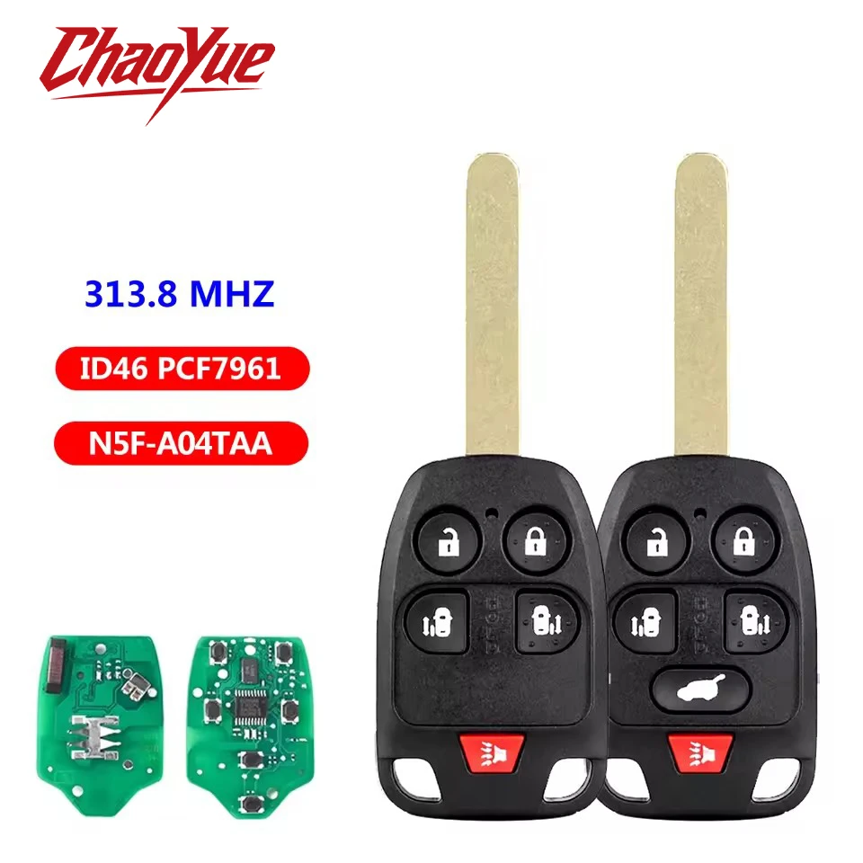 

ChaoYue Remote Car Key ID46 PCF7961 Chip For Honda Odyssey 2011 2012 2013 2014 N5F-A04TAA 313.8Mhz 5/6 Buttonse