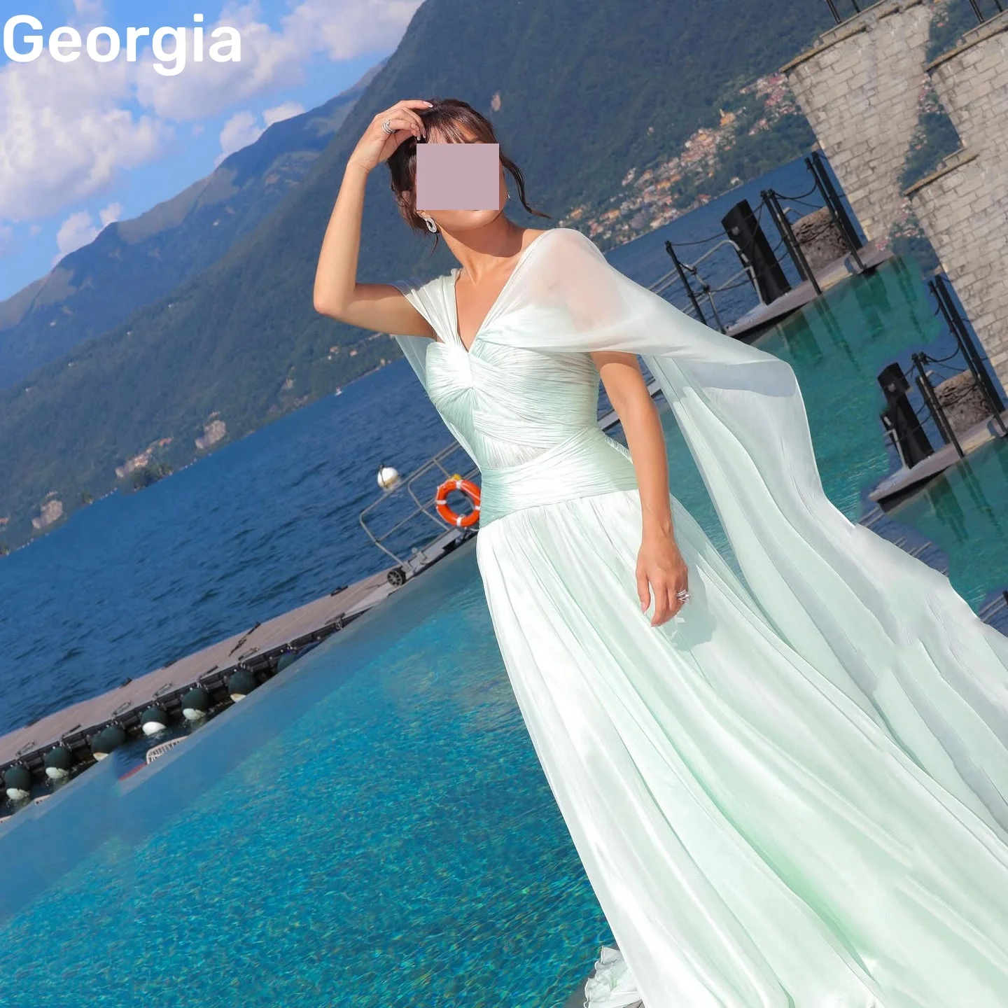 

Luxury Evening Dresses A-Line Customize V-Neck Floor-Length Ruffle Prom Dresses Cap Straps Vestidos De Fiesta Zipper Up