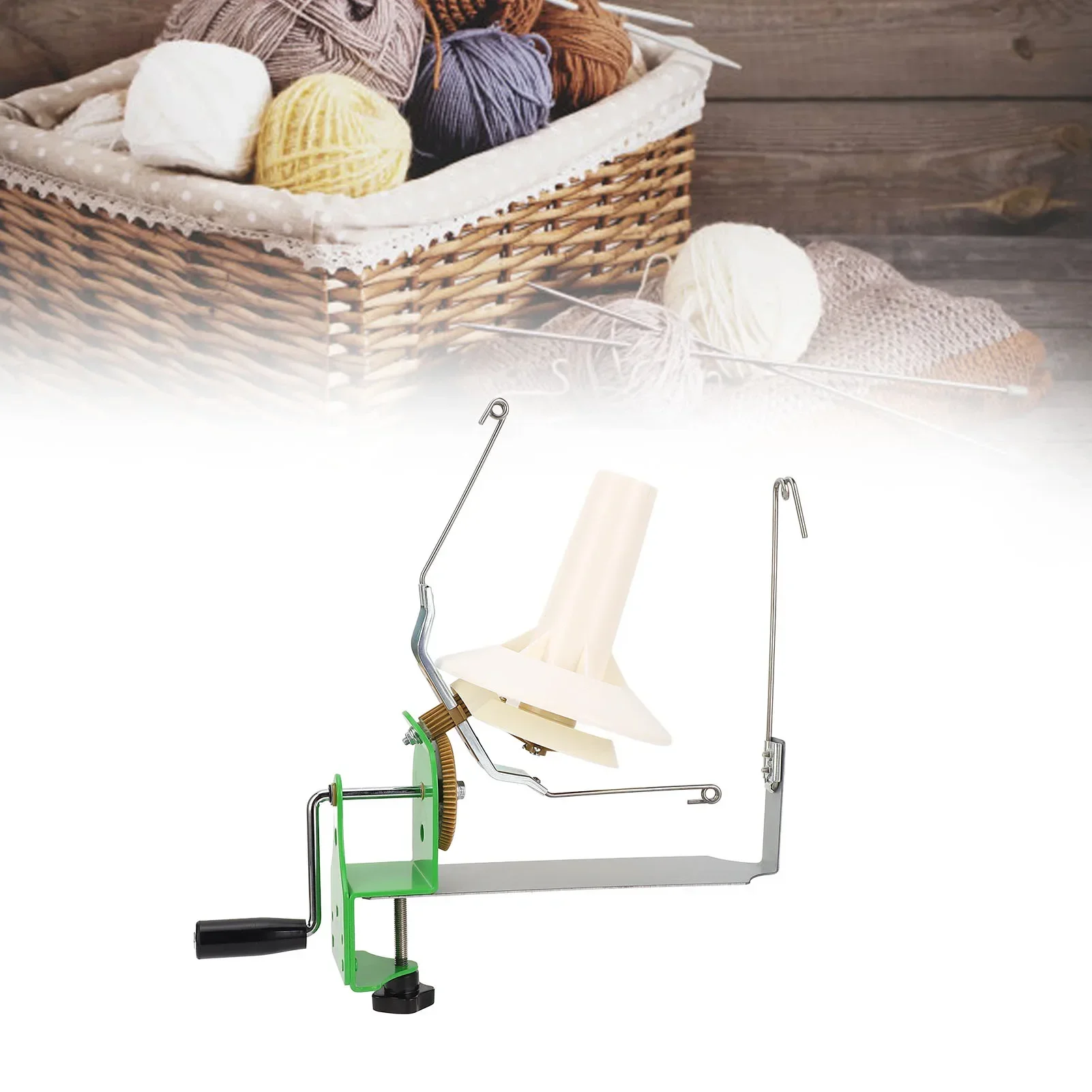 Yarn Ball Winder Hand Operated Yarn Winding Holder Set For Knitting Projects 8 Strands 400g Capacity Green