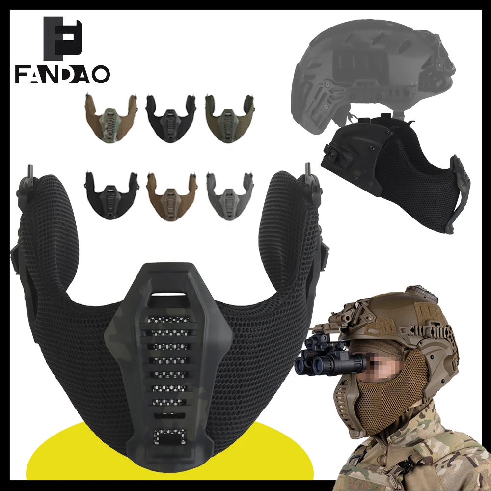 

Tactical Helmet Mouthguard Mask Mandible Mesh Rail Cover for Wendy Integrated Half Face Protection Mask for CS Airsoft Shooting