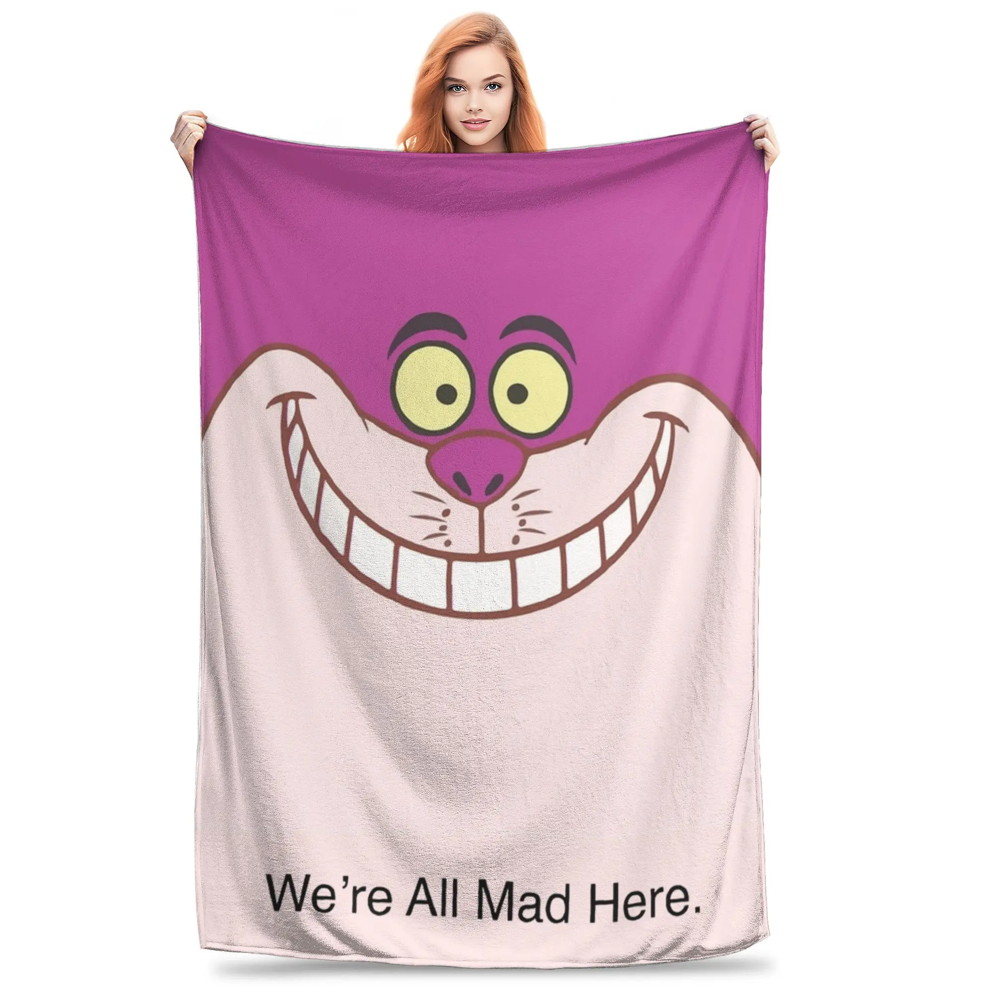 Super Soft Cheshire Cat Smile Throw Blanket Premium Fleece Flannel Lightweight  Bed Blanket Fuzzy Plush Blankets All Season Use